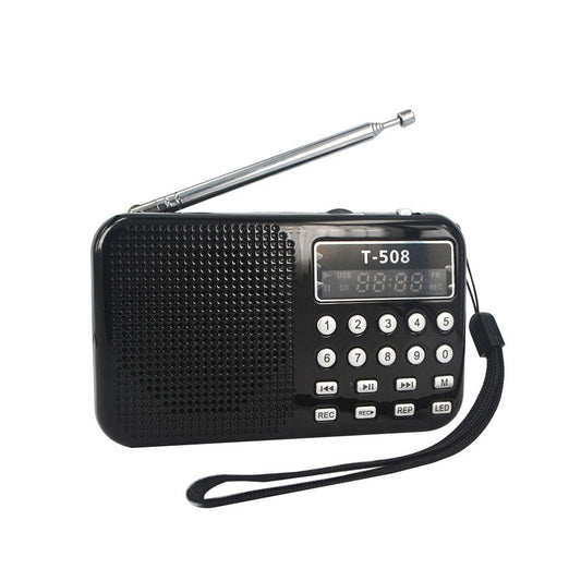 JMT-030730 Mini Portable Dual Band Rechargeable Stereo Speaker with LED Display and FM Radio, Compatible with Multiple Devices