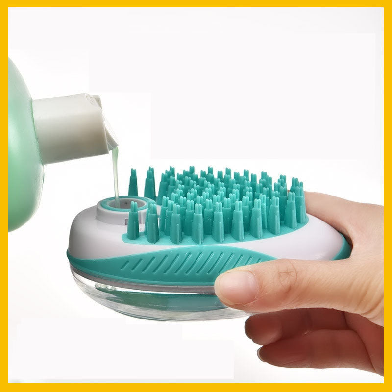 JMT-030794 Silicone Bath Brush and Massage Comb for Dogs and Cats with Liquid Storage Feature