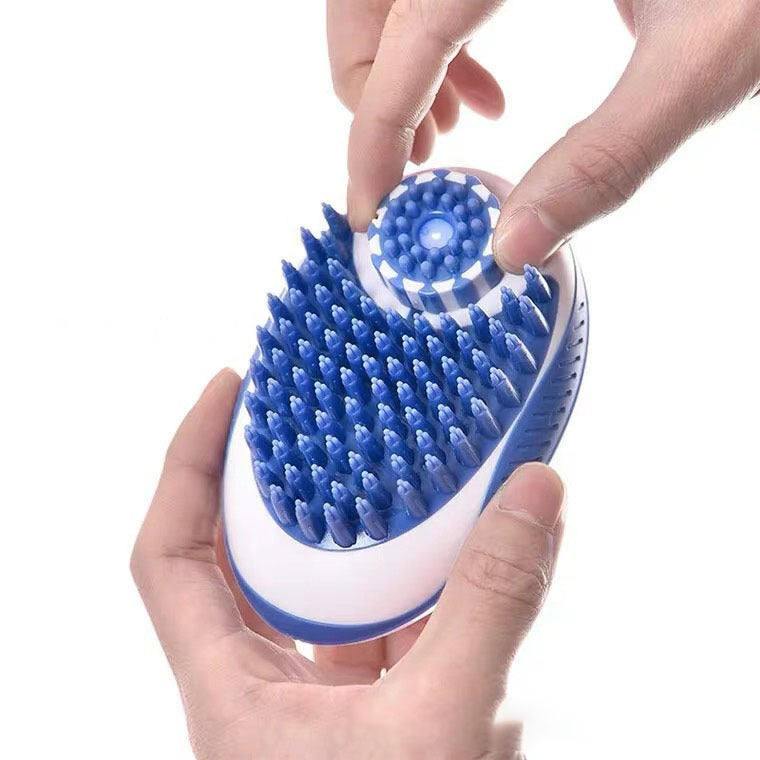 JMT-030794 Silicone Bath Brush and Massage Comb for Dogs and Cats with Liquid Storage Feature