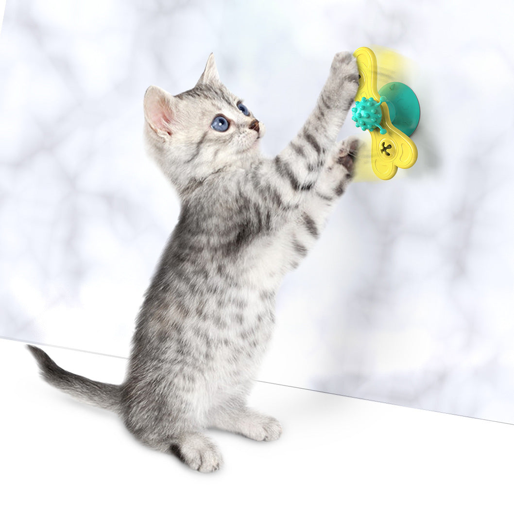JMT-030858 Butterfly Cat Turntable Bite Toy - Interactive Green and Yellow TPR Design for Cats