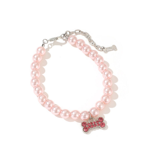 JMT-031050 Colorful Plastic Pearl Cat Necklace - Adjustable Size for Your Feline Friend