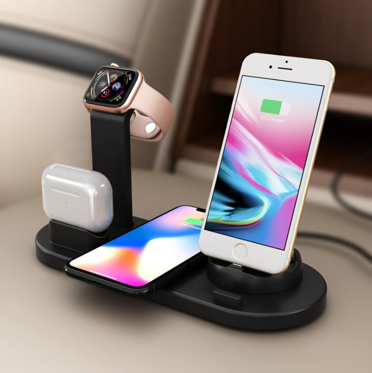 JMT-031050 Three-in-One Wireless Charging Station with 360° Rotating Cradle for Smartphones, Smartwatches, and Wireless Earbuds - Fast Charging Capability