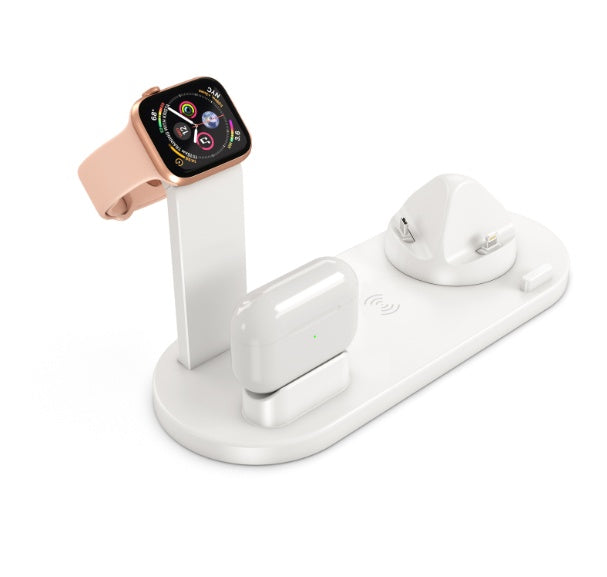 JMT-031050 Three-in-One Wireless Charging Station with 360° Rotating Cradle for Smartphones, Smartwatches, and Wireless Earbuds - Fast Charging Capability