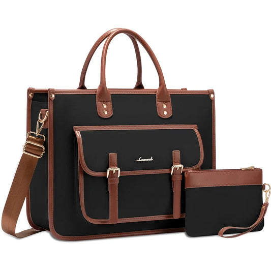 JMT-031434 Lightweight 15.6 in PU Canvas Laptop Tote Bag and Shoulder Messenger Bag for Women