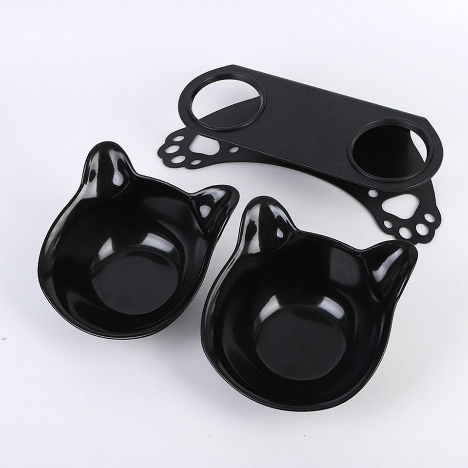 JMT-031882 Cat and Dog Neck Guard Double Bowl with Cat Ear Design - Multiple Colors Available