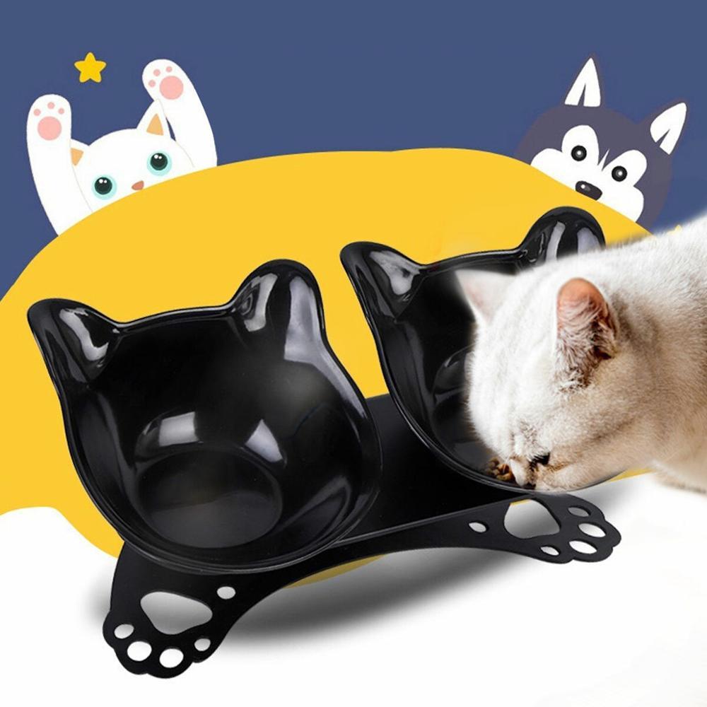 JMT-031882 Cat and Dog Neck Guard Double Bowl with Cat Ear Design - Multiple Colors Available