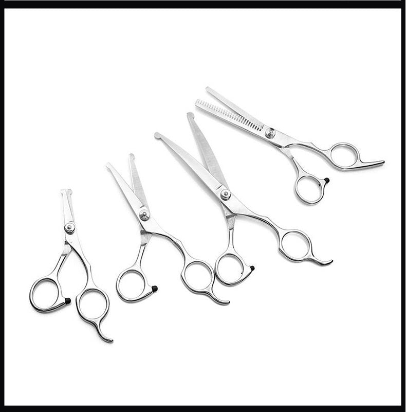 JMT-031946 Pet Grooming Scissors Set with Comb - Stainless Steel, Round Head Design for Safe Fur Care, Ideal for Long-Haired Pets