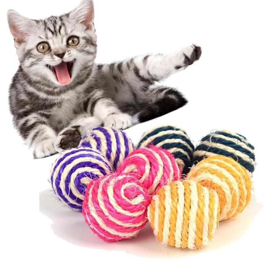 JMT-032010 Sisal Teaser Ball for Cats - Durable 4cm Scratching Toy