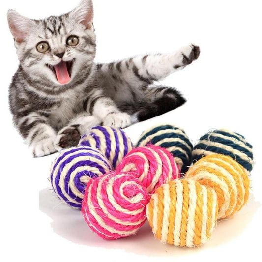 JMT-032010 Sisal Teaser Ball for Cats - Durable 4cm Scratching Toy