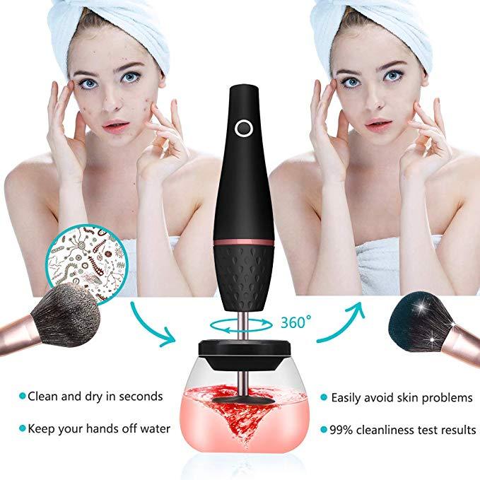 JMT-032138 Electric Makeup Brush Cleaner - Rechargeable ABS Body in Black