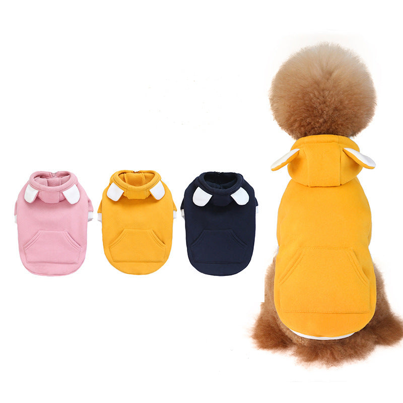 JMT-032778 Cozy Cotton Dog Sweater in Yellow, Pink, and Blue - Fleece Warmth for All Sizes