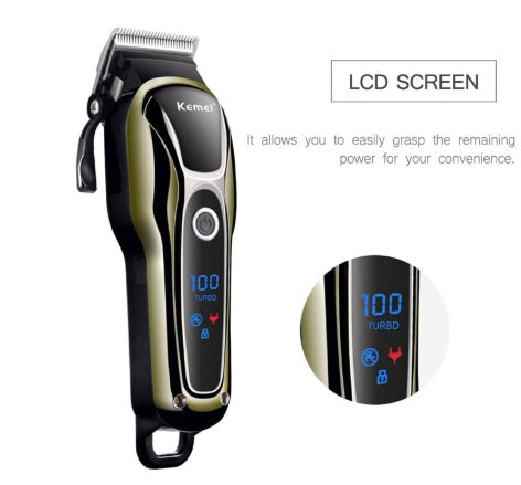 JMT-032842 Rechargeable Hair Clipper with LCD Display and Adjustable Blade Length