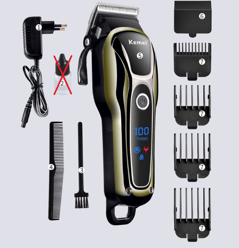 JMT-032842 Rechargeable Hair Clipper with LCD Display and Adjustable Blade Length