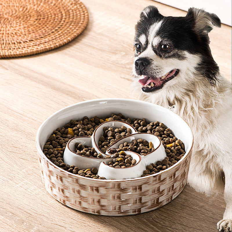 JMT-033034 Ceramic Slow Feeder Dog Bowl for Medium and Large Dogs - Non-Slip Design to Promote Slow Eating and Prevent Choking