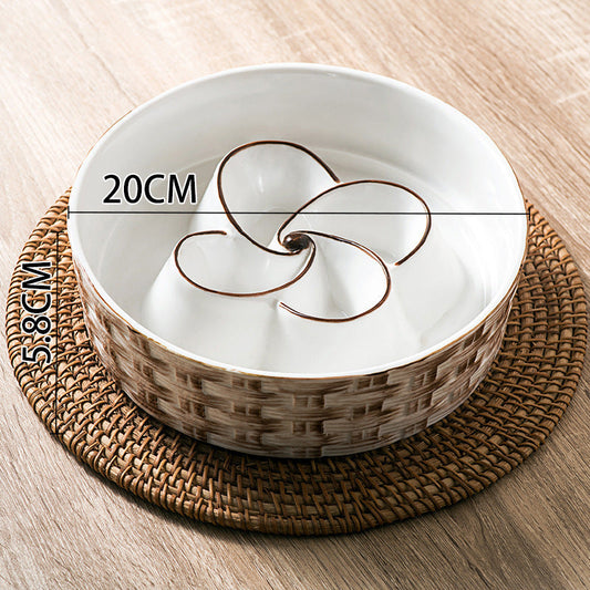 JMT-033034 Ceramic Slow Feeder Dog Bowl for Medium and Large Dogs - Non-Slip Design to Promote Slow Eating and Prevent Choking