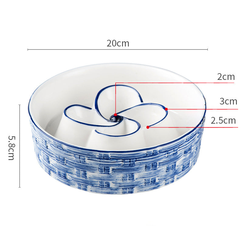 JMT-033034 Ceramic Slow Feeder Dog Bowl for Medium and Large Dogs - Non-Slip Design to Promote Slow Eating and Prevent Choking