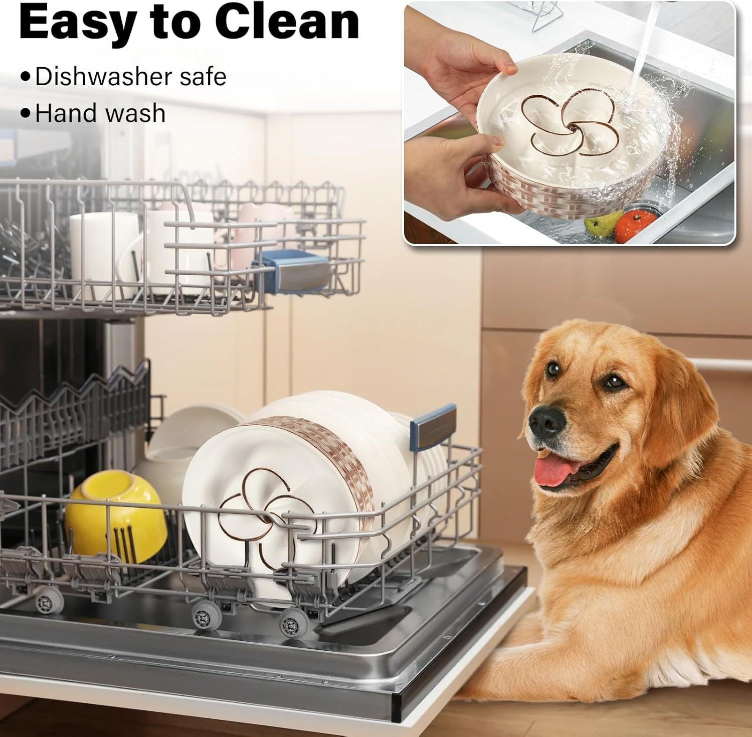 JMT-033034 Ceramic Slow Feeder Dog Bowl for Medium and Large Dogs - Non-Slip Design to Promote Slow Eating and Prevent Choking