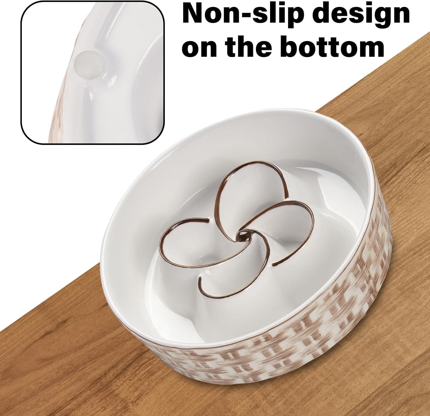 JMT-033034 Ceramic Slow Feeder Dog Bowl for Medium and Large Dogs - Non-Slip Design to Promote Slow Eating and Prevent Choking