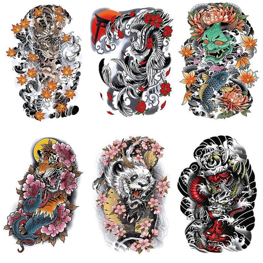 JMT-033162 Tattoo Decals for Men - 6 Piece Set, Fit All Skin Types, 148x210mm