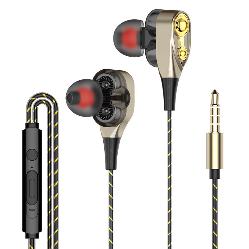 JMT-033354 Wired In-Ear Headphones with Dual Dynamic Subwoofers and Microphone, 3.5mm Plug, Silicone Ear Tips, 1.2m Cable