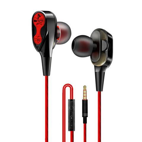 JMT-033354 Wired In-Ear Headphones with Dual Dynamic Subwoofers and Microphone, 3.5mm Plug, Silicone Ear Tips, 1.2m Cable