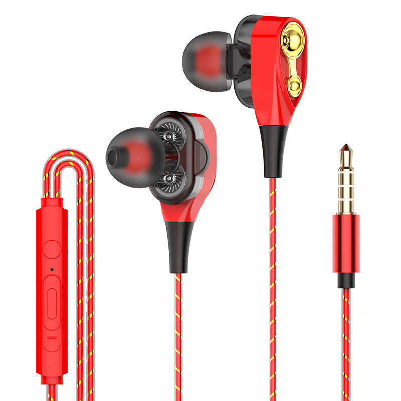 JMT-033354 Wired In-Ear Headphones with Dual Dynamic Subwoofers and Microphone, 3.5mm Plug, Silicone Ear Tips, 1.2m Cable
