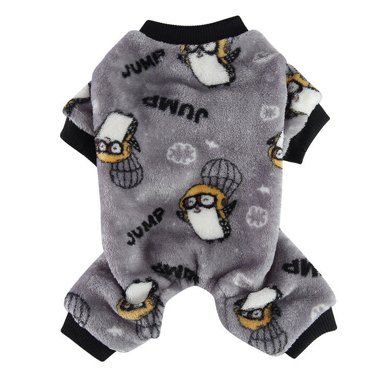 JMT-033930 Cozy Zebra Stripes Thermal Pajamas for Pets in Gray and Penguin Designs