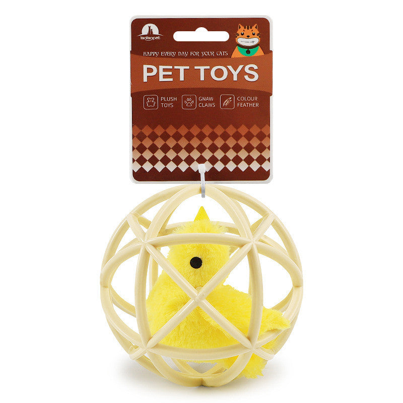 JMT-033994 Durable Plastic Sepak Takraw Balls for Playful Cats - Available in Yellow Chicken and Gray Mouse
