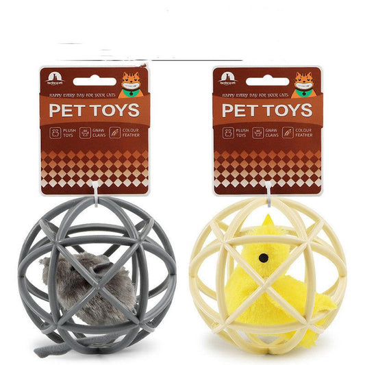 JMT-033994 Durable Plastic Sepak Takraw Balls for Playful Cats - Available in Yellow Chicken and Gray Mouse