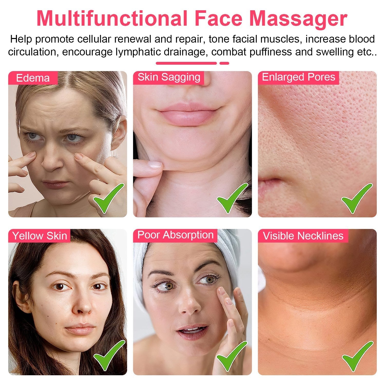 JMT-033994 Rechargeable Micro-current Facial Massager with Adjustable Gears for Skin Tightening and Wrinkle Reduction