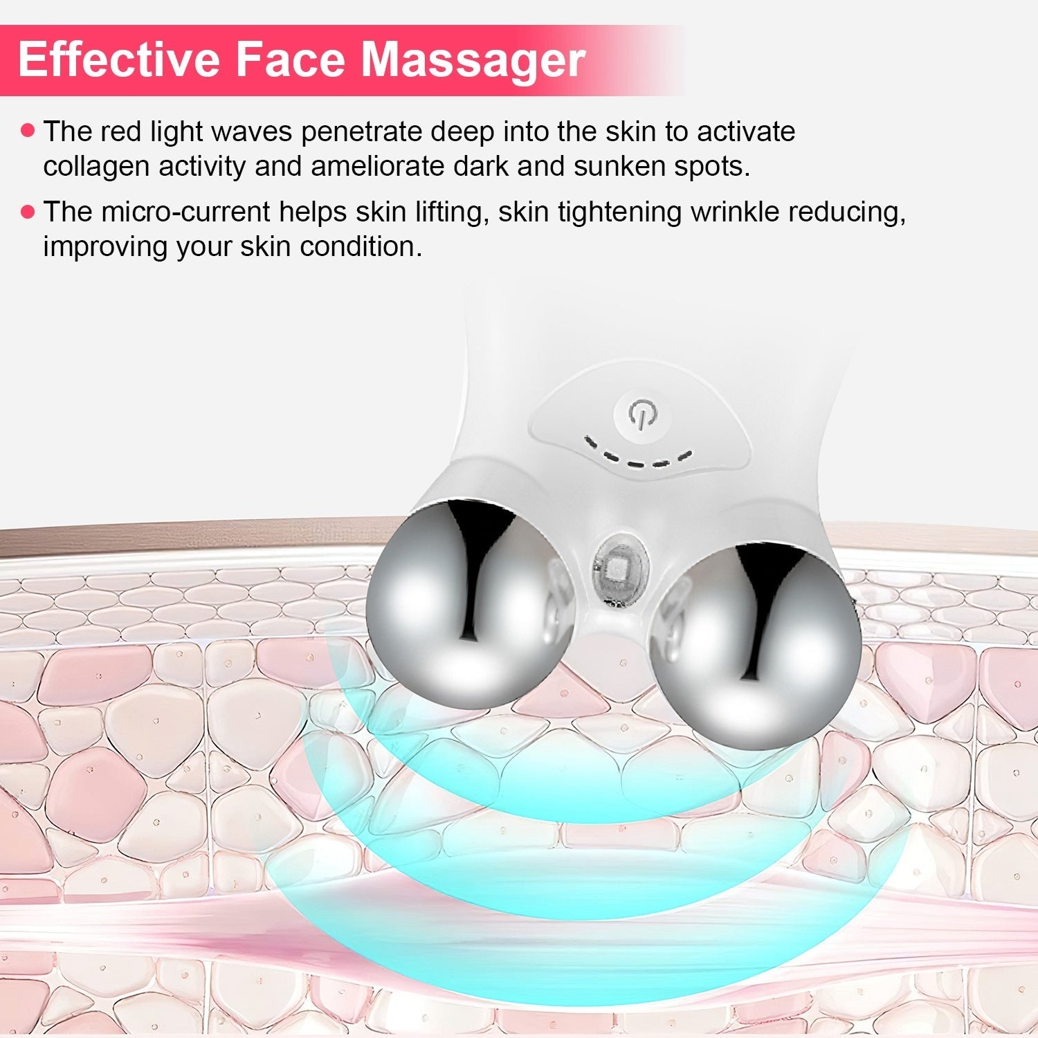 JMT-033994 Rechargeable Micro-current Facial Massager with Adjustable Gears for Skin Tightening and Wrinkle Reduction