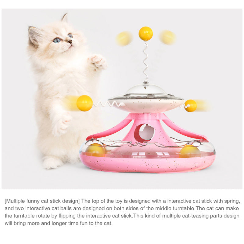 JMT-034186 Interactive Cat Tumbler Toy with Food Dispensing Turntable and Trackball Play Features