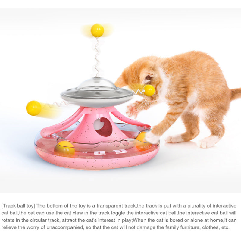 JMT-034186 Interactive Cat Tumbler Toy with Food Dispensing Turntable and Trackball Play Features