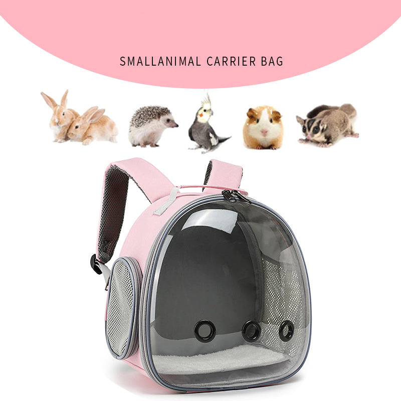 JMT-034250 Transparent Pet Backpack Carrier for Small Animals - Ideal for Hamsters, Guinea Pigs, Rabbit, and Ferrets