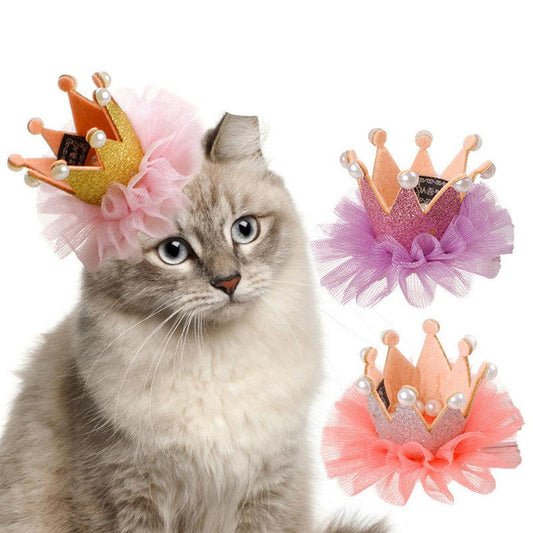 JMT-034634 Fairy Pet Hat - Versatile Accessory with Golden, Purple, Silver, and Red Crowns for All Seasons