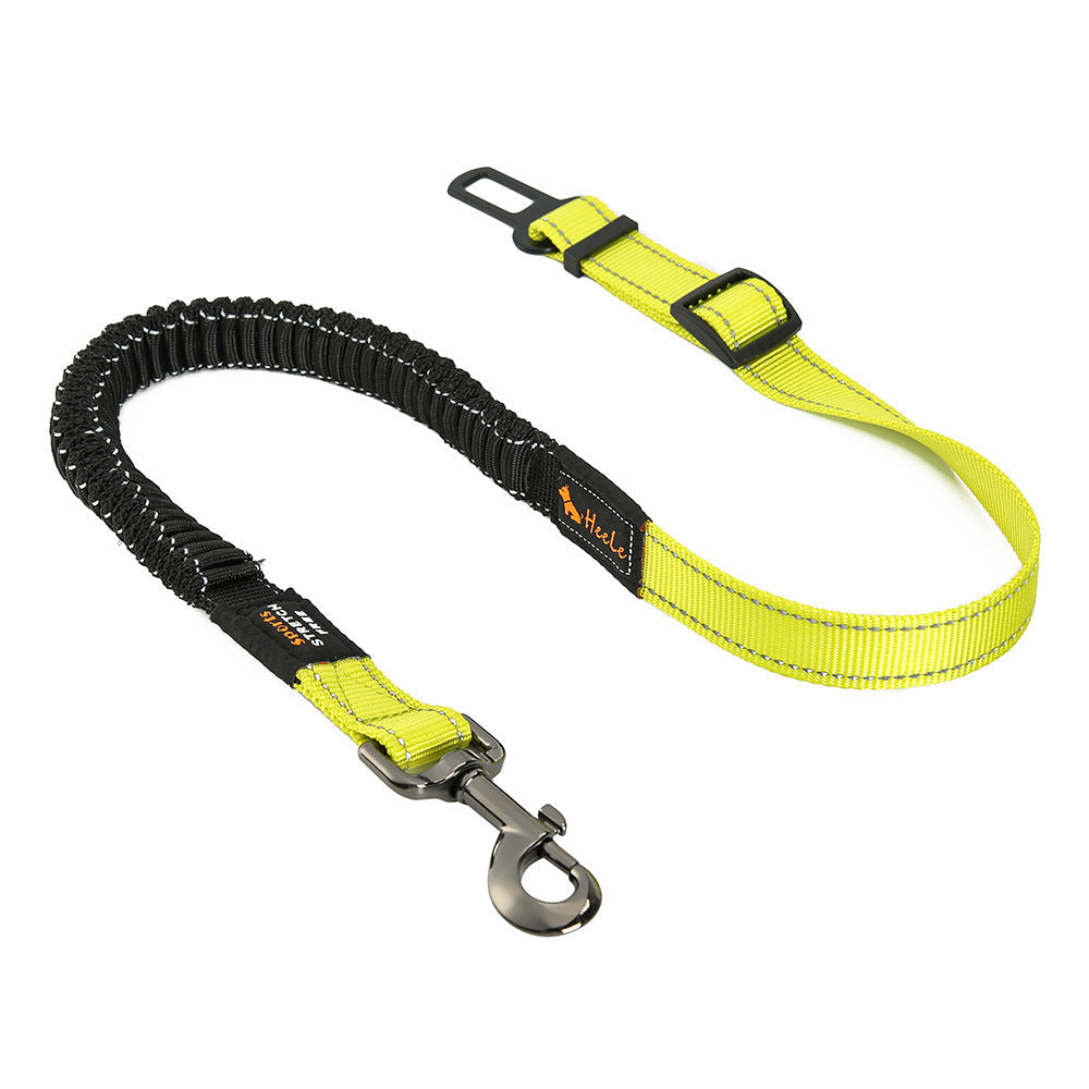 JMT-035658 Elastic Stretch Nylon Pet Dog Car Seat Belt - Adjustable from 76CM to 148CM - Includes Traction Rope