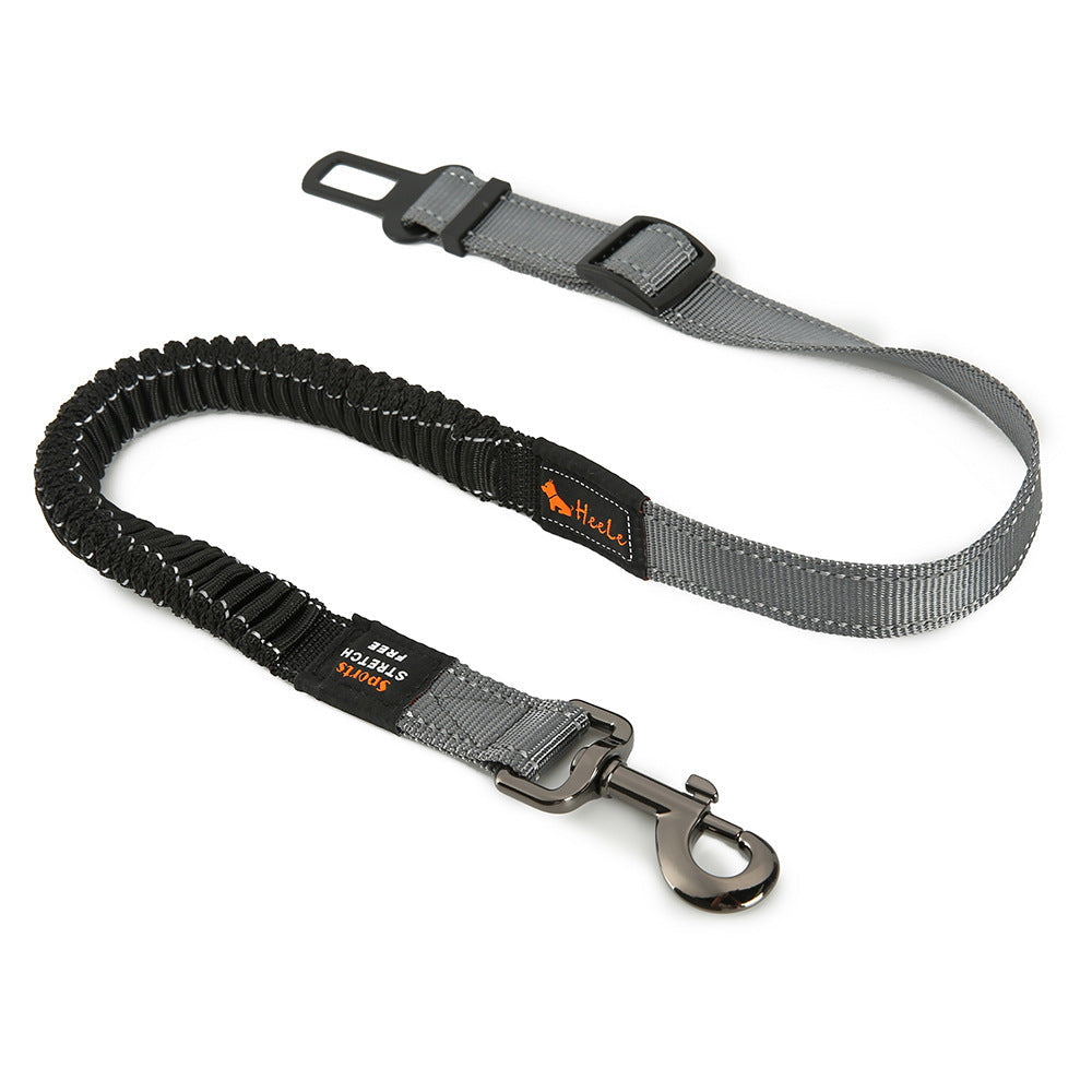 JMT-035658 Elastic Stretch Nylon Pet Dog Car Seat Belt - Adjustable from 76CM to 148CM - Includes Traction Rope