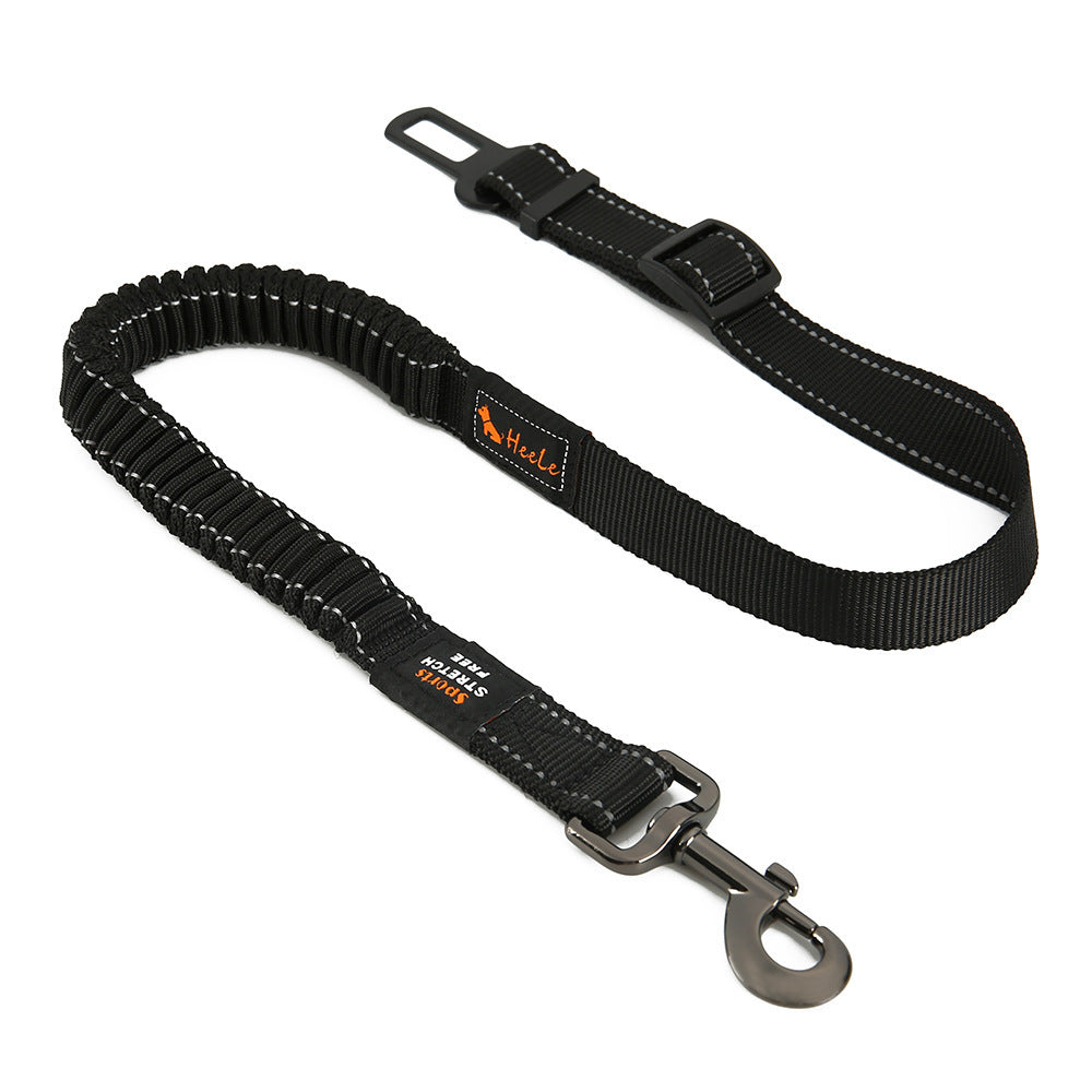JMT-035658 Elastic Stretch Nylon Pet Dog Car Seat Belt - Adjustable from 76CM to 148CM - Includes Traction Rope