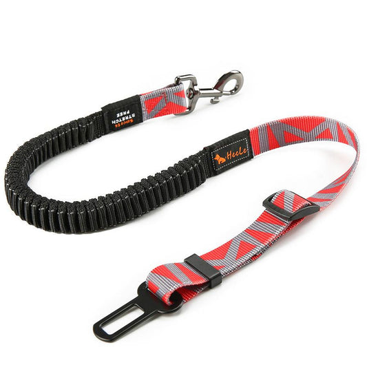 JMT-035658 Elastic Stretch Nylon Pet Dog Car Seat Belt - Adjustable from 76CM to 148CM - Includes Traction Rope