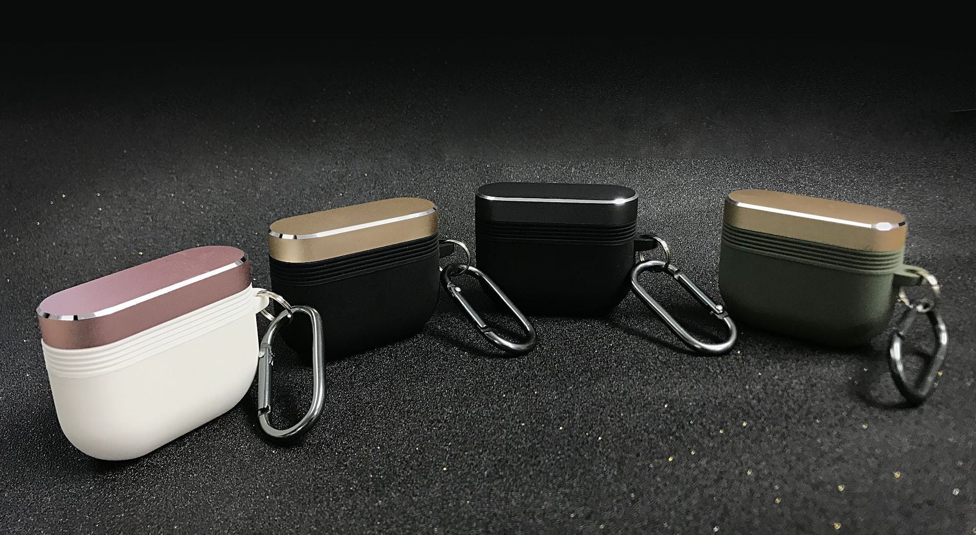 JMT-035658 Silicone and Aluminum Alloy Protective Case for AirPods Pro with Carabiner - 5 Color Options