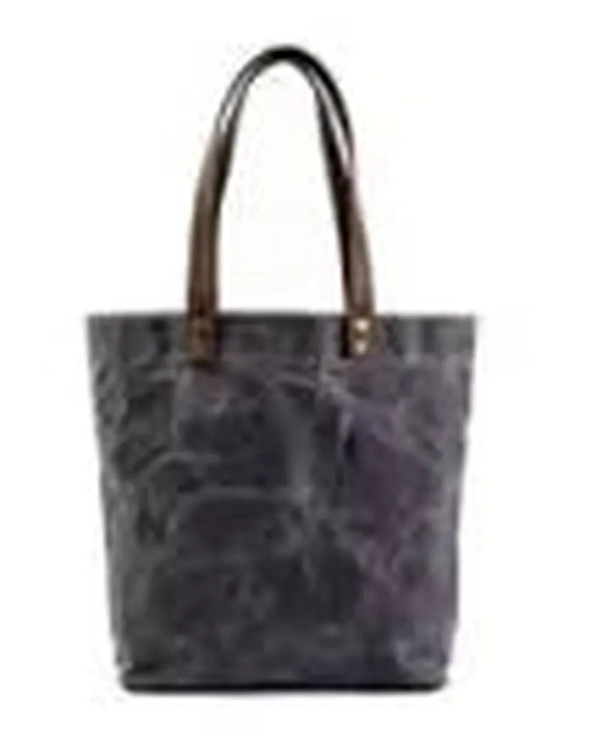 JMT-035850 Vintage Women's Waterproof Handbag in Waxed Canvas and Leather - Classic Shoulder Bag