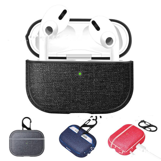 JMT-036298 AirPods Pro Protective Cover - Anti-Scratch PC Leather Case in Rose Red and Denim Blue