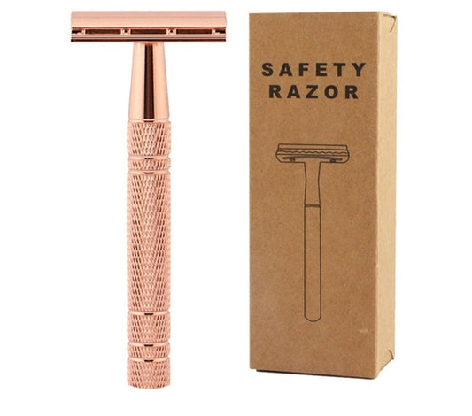 JMT-036554 Vintage Double-Sided Stainless Steel Razor with 10 Blades and Holder