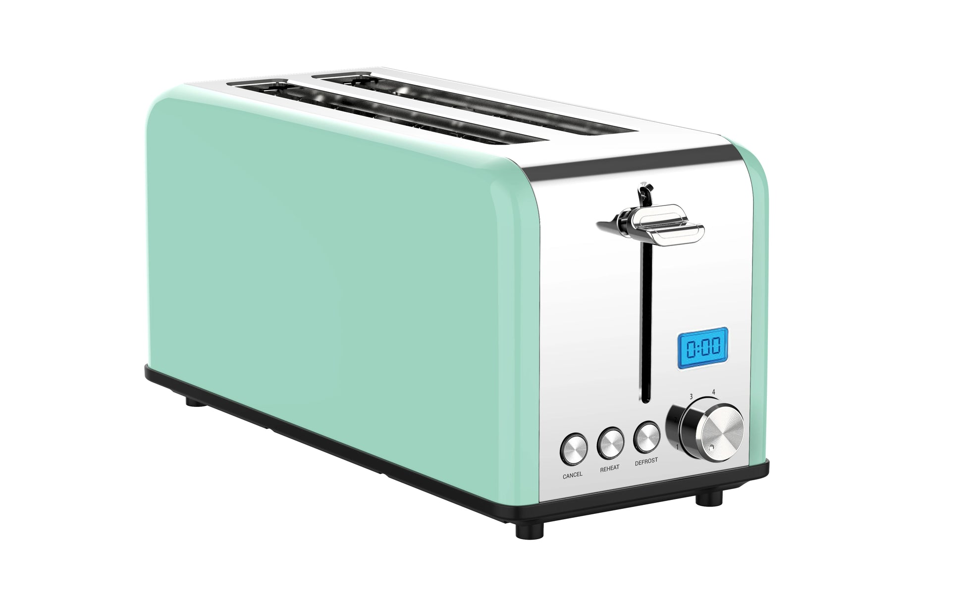JMT-037258 Stainless Steel 4-Slice Long Slot Toaster with LCD Timer Display