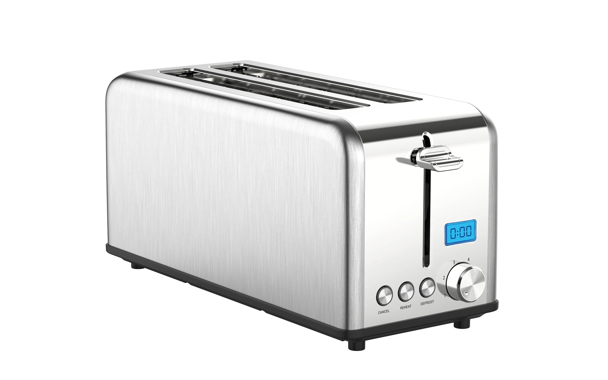 JMT-037258 Stainless Steel 4-Slice Long Slot Toaster with LCD Timer Display