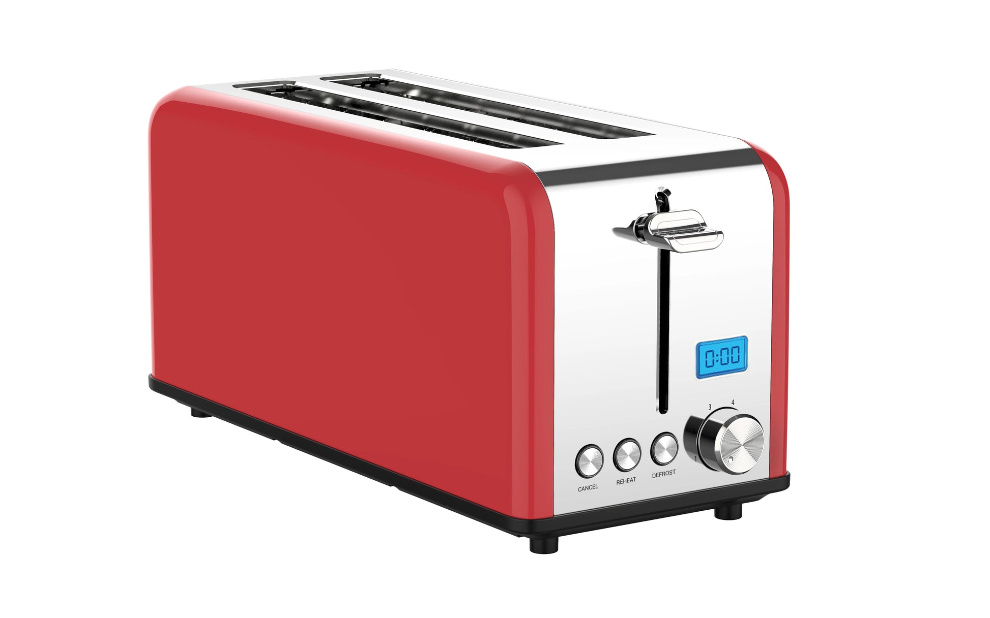 JMT-037258 Stainless Steel 4-Slice Long Slot Toaster with LCD Timer Display