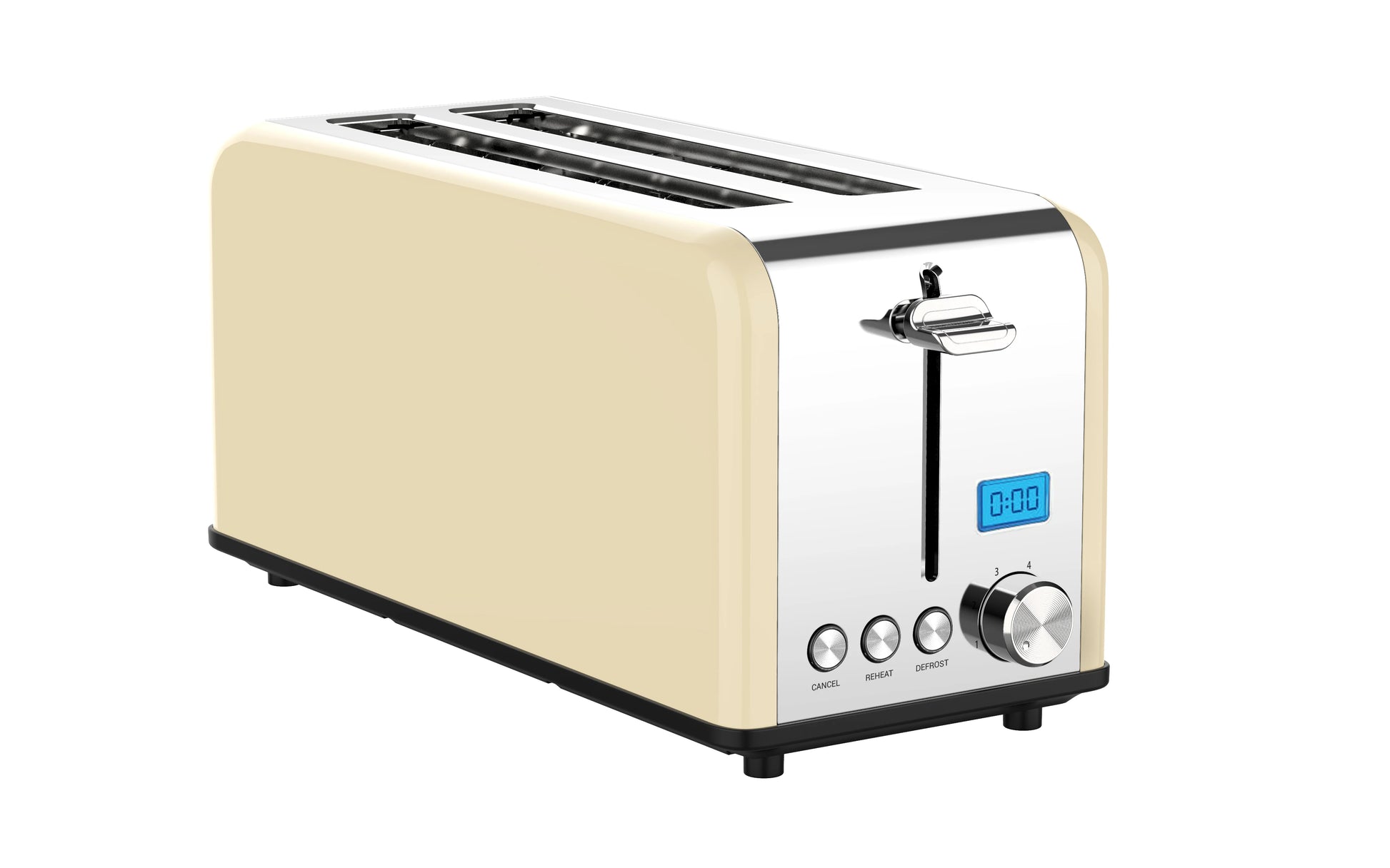 JMT-037258 Stainless Steel 4-Slice Long Slot Toaster with LCD Timer Display