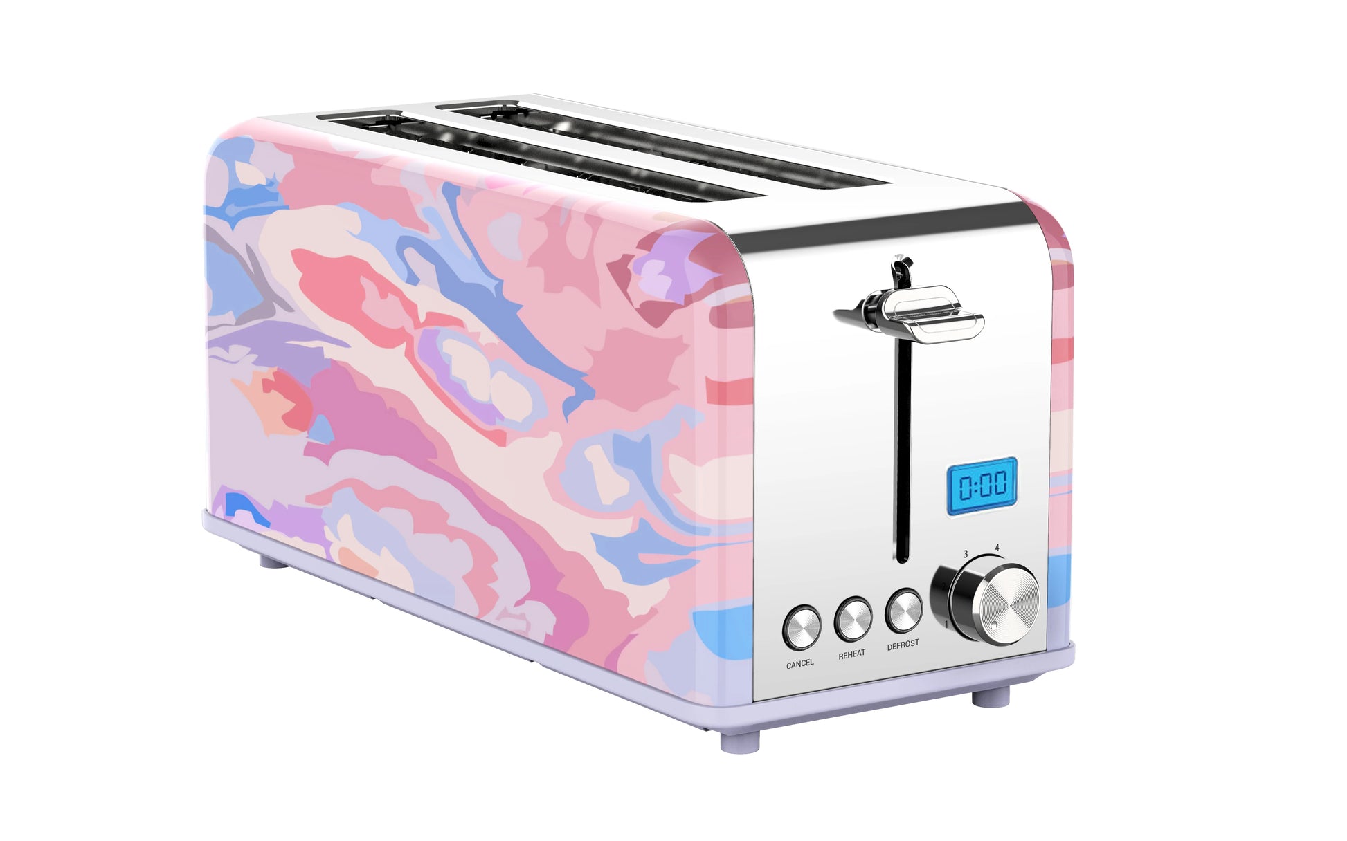 JMT-037258 Stainless Steel 4-Slice Long Slot Toaster with LCD Timer Display