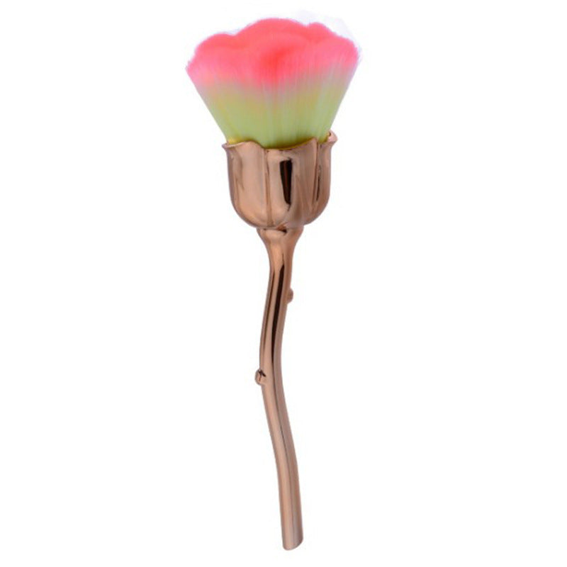 JMT-037450 Single Rose Flower Makeup Brush with Portable Plastic Handle and Man-Made Fibers
