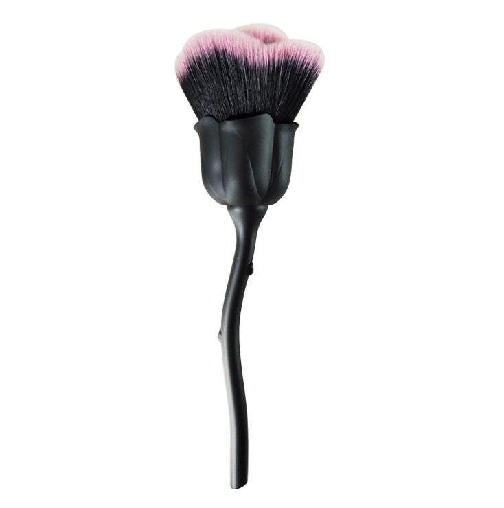 JMT-037450 Single Rose Flower Makeup Brush with Portable Plastic Handle and Man-Made Fibers